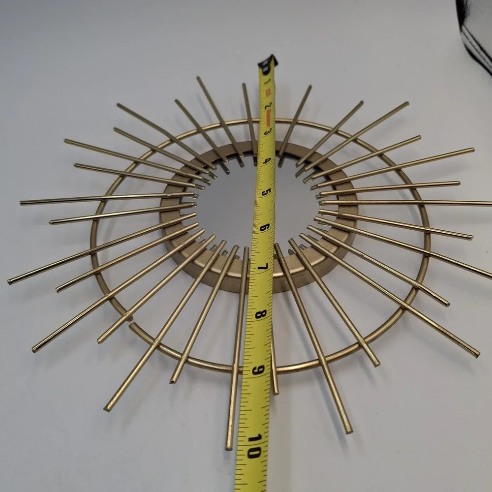 Set of 3 Gold Sunburst Wall Mirrors Metal Starburst Accent Decor 10